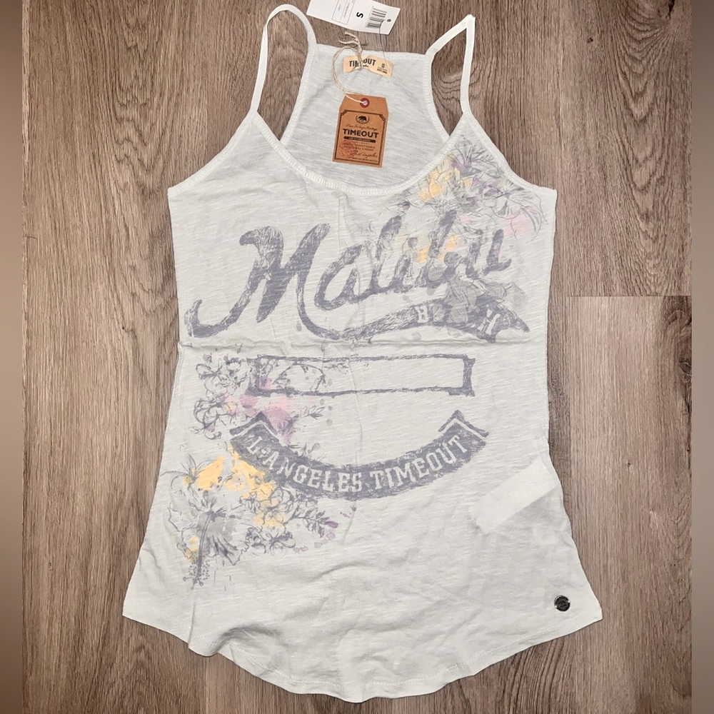 Timeout Malibu Beach Top Grey & Blue Size Small
